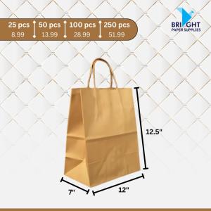 Handle Paper Bag – Medium (12" x 7" x 12.5") (1,000 pcs)