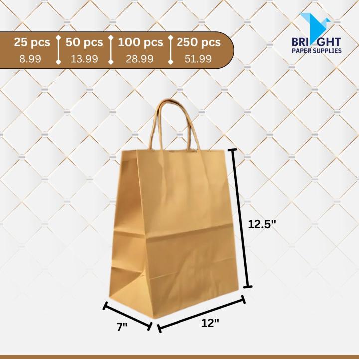 Handle Paper Bag – Medium (12" x 7" x 12.5") (1,000 pcs)