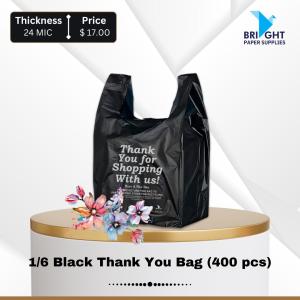 1/6 Black Thank You Bag (400 pcs)