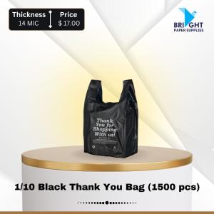 1/10 Black Thank You Bag (1500 pcs)