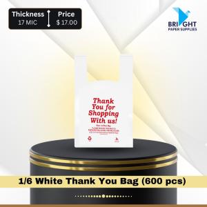 1/6 White Thank You Bag (600 pcs)